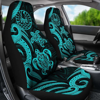 Tahiti Polynesian Car Seat Covers - Turquoise Tentacle Turtle -