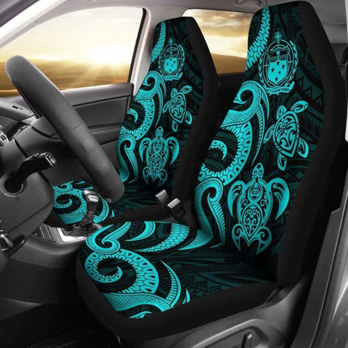 Samoa Polynesian Car Seat Covers - Turquoise Tentacle Turtle -