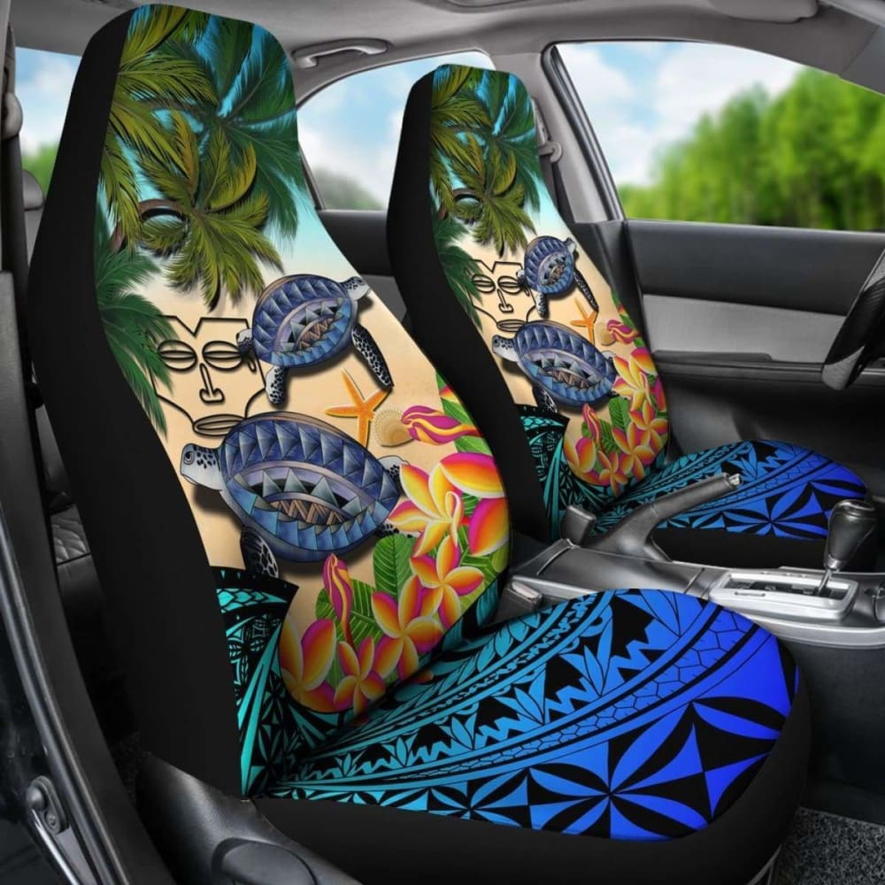 Marquesas Islands Car Seat Covers - Polynesian Turtle Coconut Tree And Plumeria Amazing