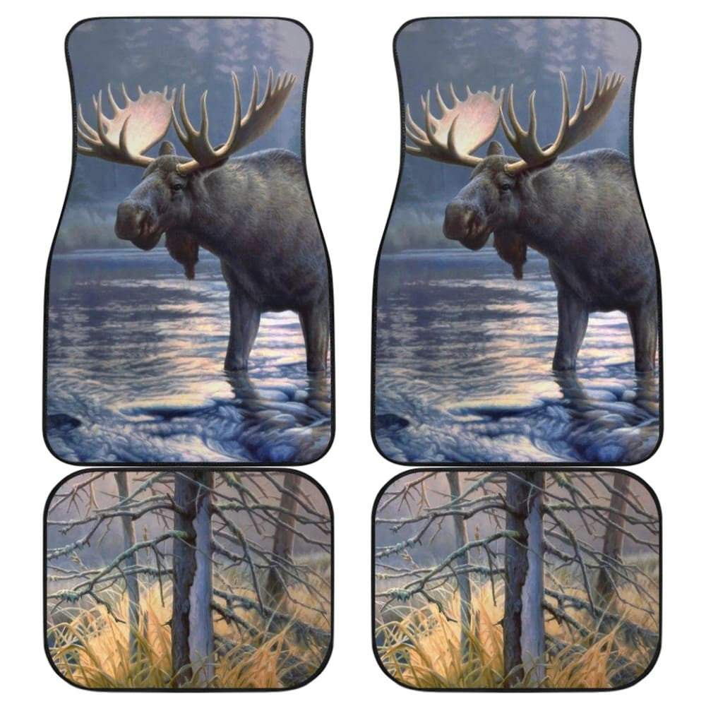 Powerful Elk on Water Car Floor Mat