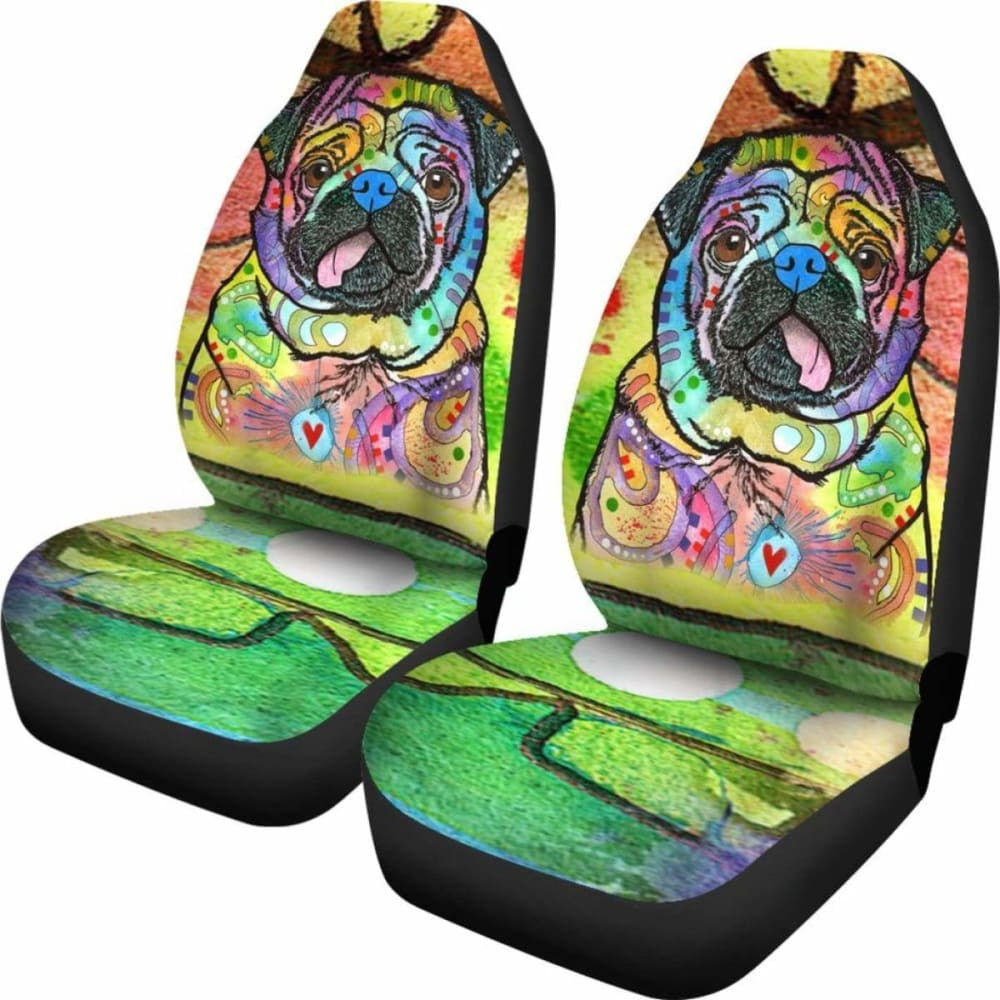 Pug Design Car Seat Covers Colorful Back