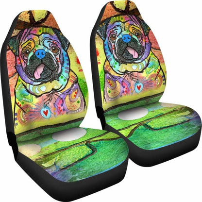 Pug Design Car Seat Covers Colorful Back