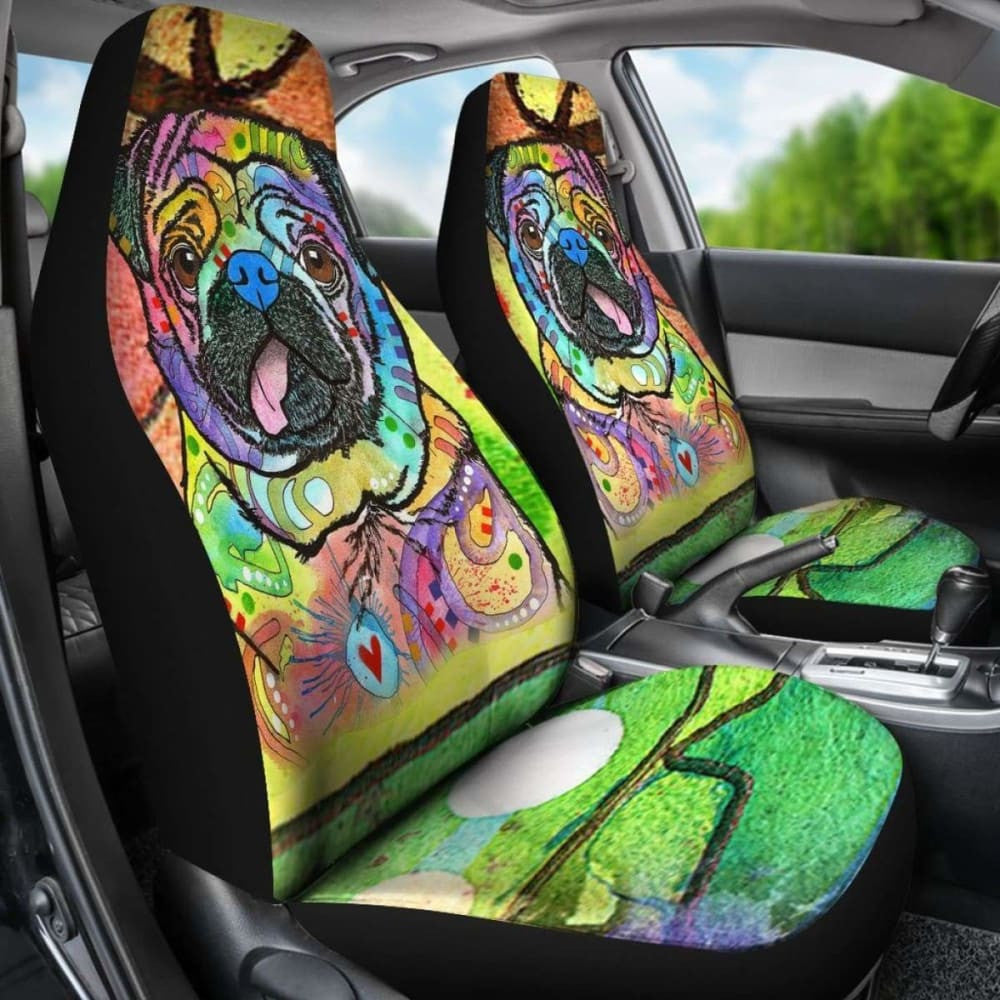 Pug Design Car Seat Covers Colorful Back