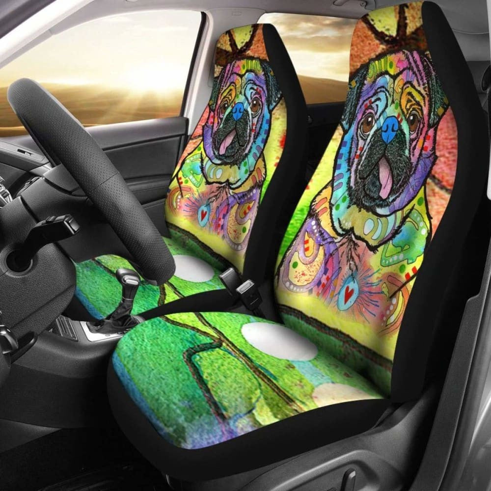 Pug Design Car Seat Covers Colorful Back