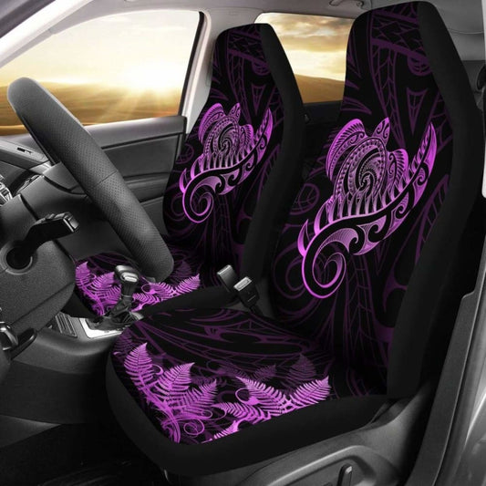 New Zealand Car Seat Covers - Aotearoa Maori Turtle Silver Fern Pink Awesome