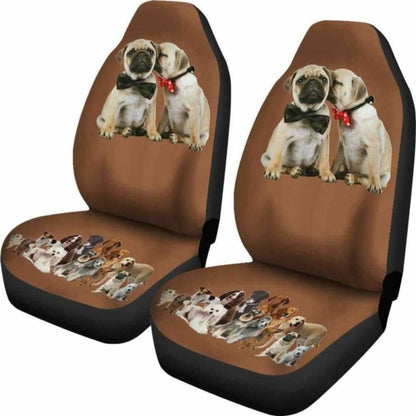 Pugs love Car Seat Covers Set Of Two
