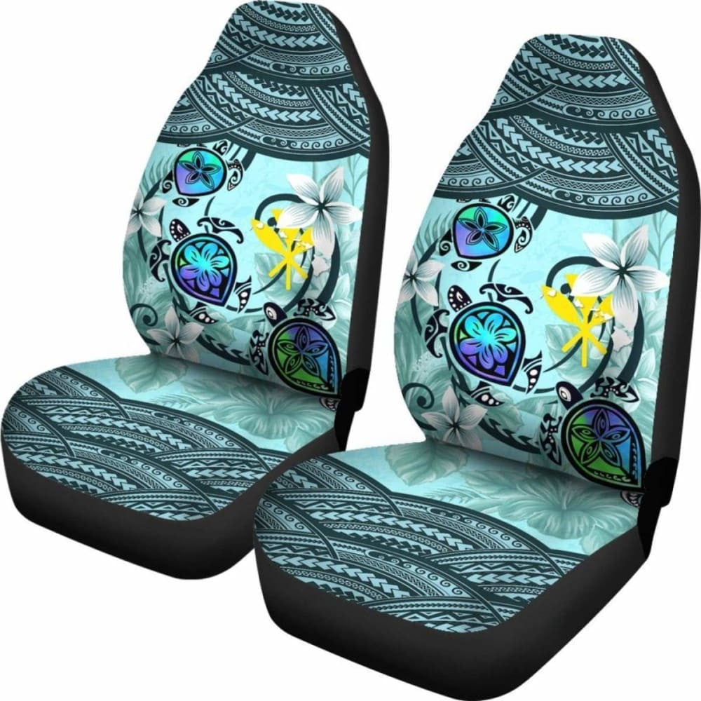 Kanaka Maoli (Hawaiian) Car Seat Covers - Polynesian Turtle Plumeria Blue Amazing