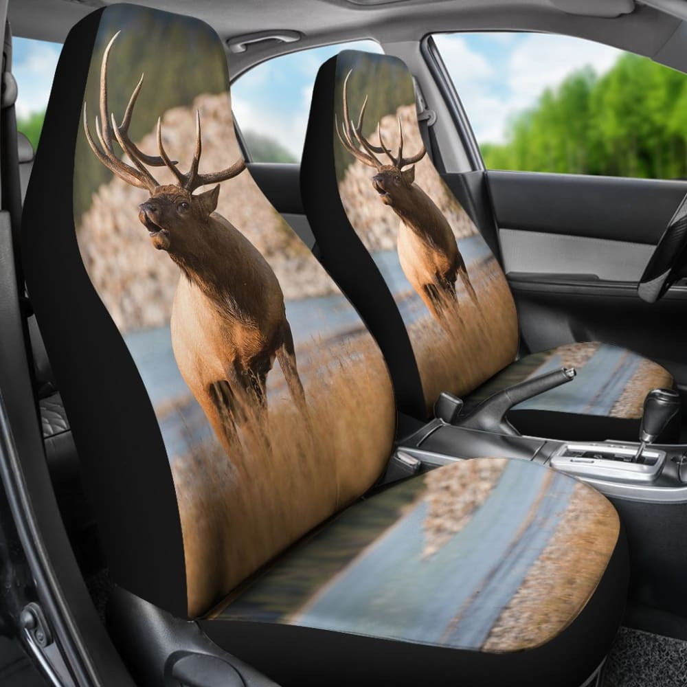 Beautiful Elk on River Car Seat Cover