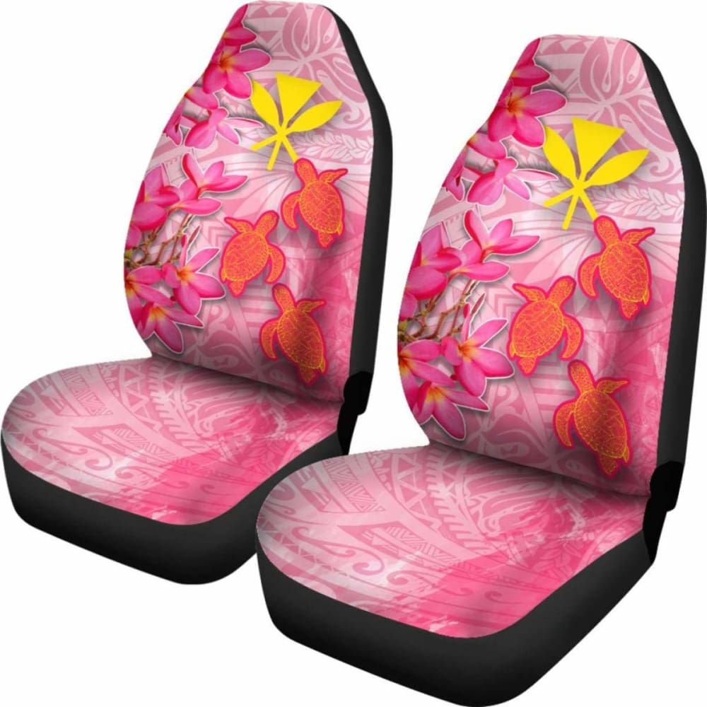 Hawaii Car Seat Covers - Polynesian Pink Plumeria Turtle -