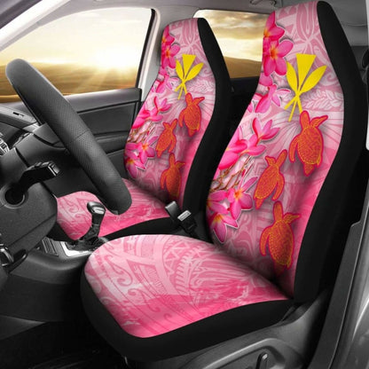 Hawaii Car Seat Covers - Polynesian Pink Plumeria Turtle -