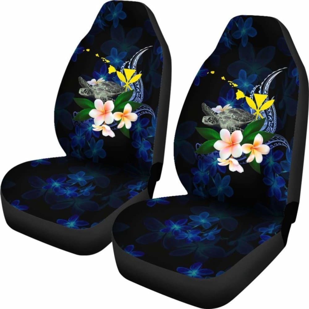 Polynesian Hawaii Car Seat Covers - Turtle With Plumeria Flowers -