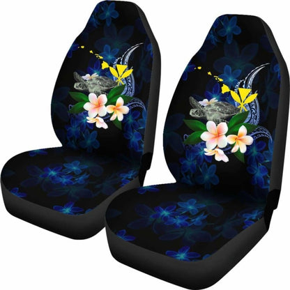 Polynesian Hawaii Car Seat Covers - Turtle With Plumeria Flowers -