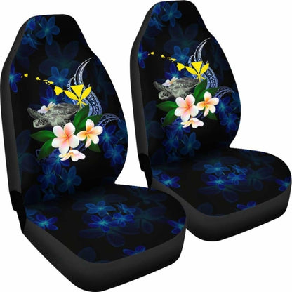 Polynesian Hawaii Car Seat Covers - Turtle With Plumeria Flowers -