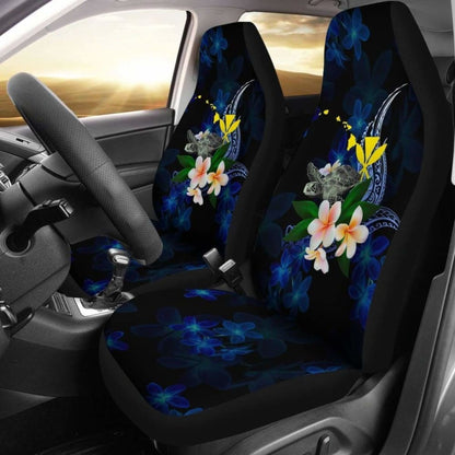 Polynesian Hawaii Car Seat Covers - Turtle With Plumeria Flowers -
