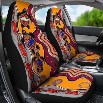 Australiaaboriginal Car Seat Covers, Turtle Aus Flag Sydney Opera Dot Painting Footprint -