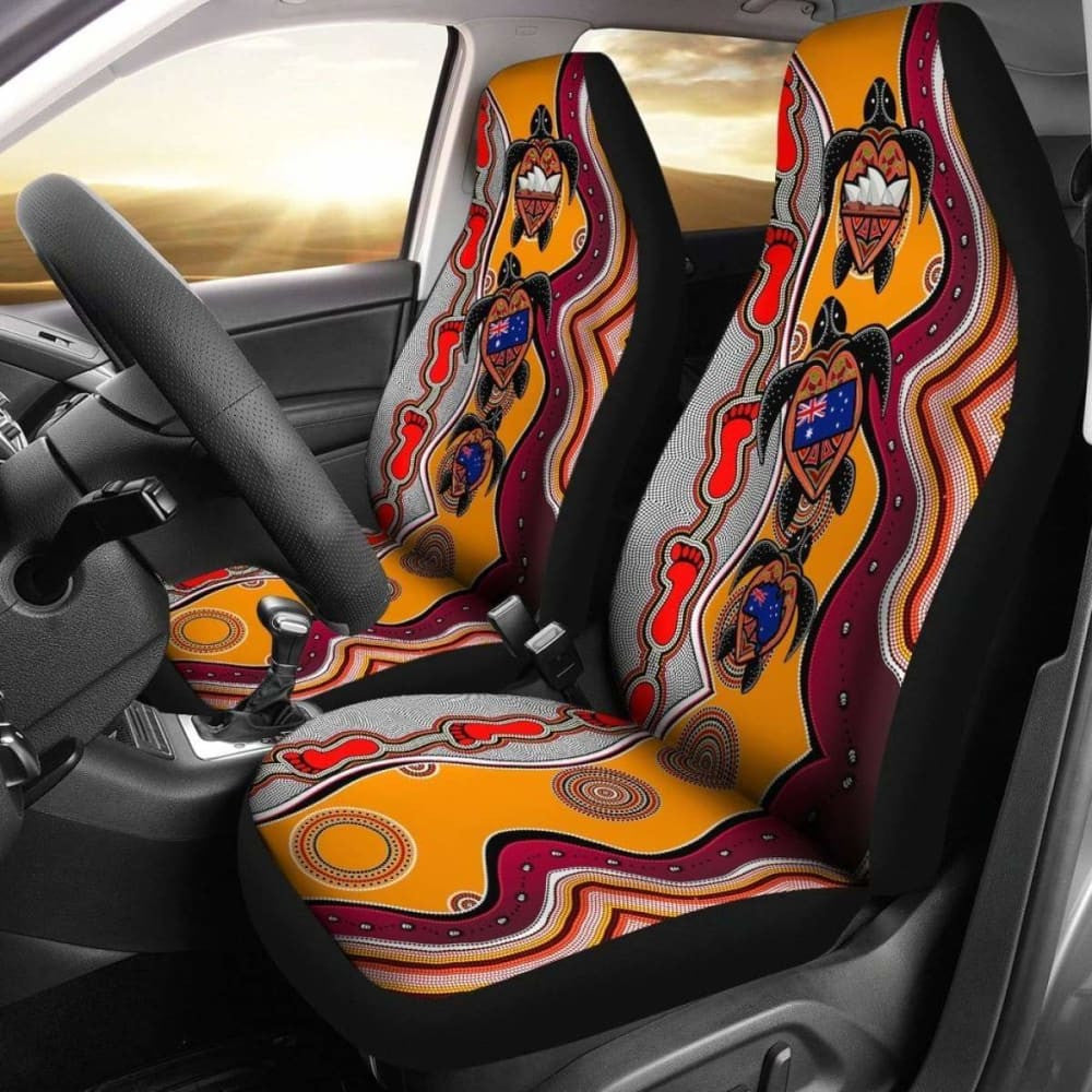 Australiaaboriginal Car Seat Covers, Turtle Aus Flag Sydney Opera Dot Painting Footprint -