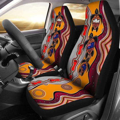 Australiaaboriginal Car Seat Covers, Turtle Aus Flag Sydney Opera Dot Painting Footprint -