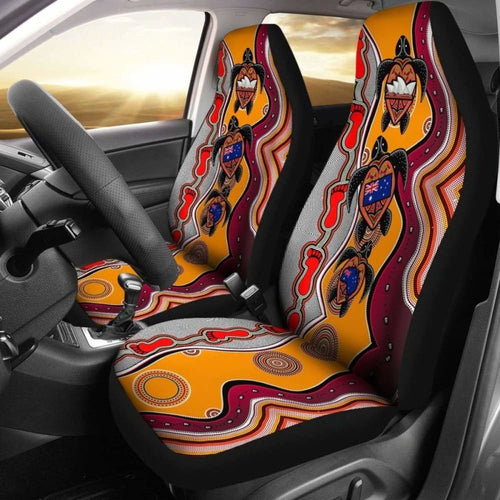 Australiaaboriginal Car Seat Covers, Turtle Aus Flag Sydney Opera Dot Painting Footprint -