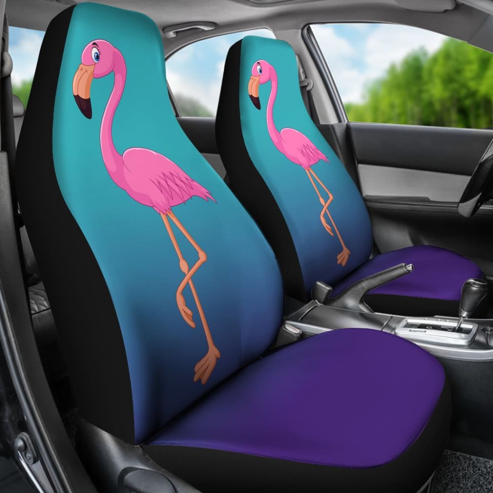 Pink Flamingo Blue Background Car Seat Covers