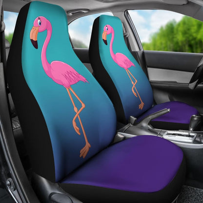 Pink Flamingo Blue Background Car Seat Covers