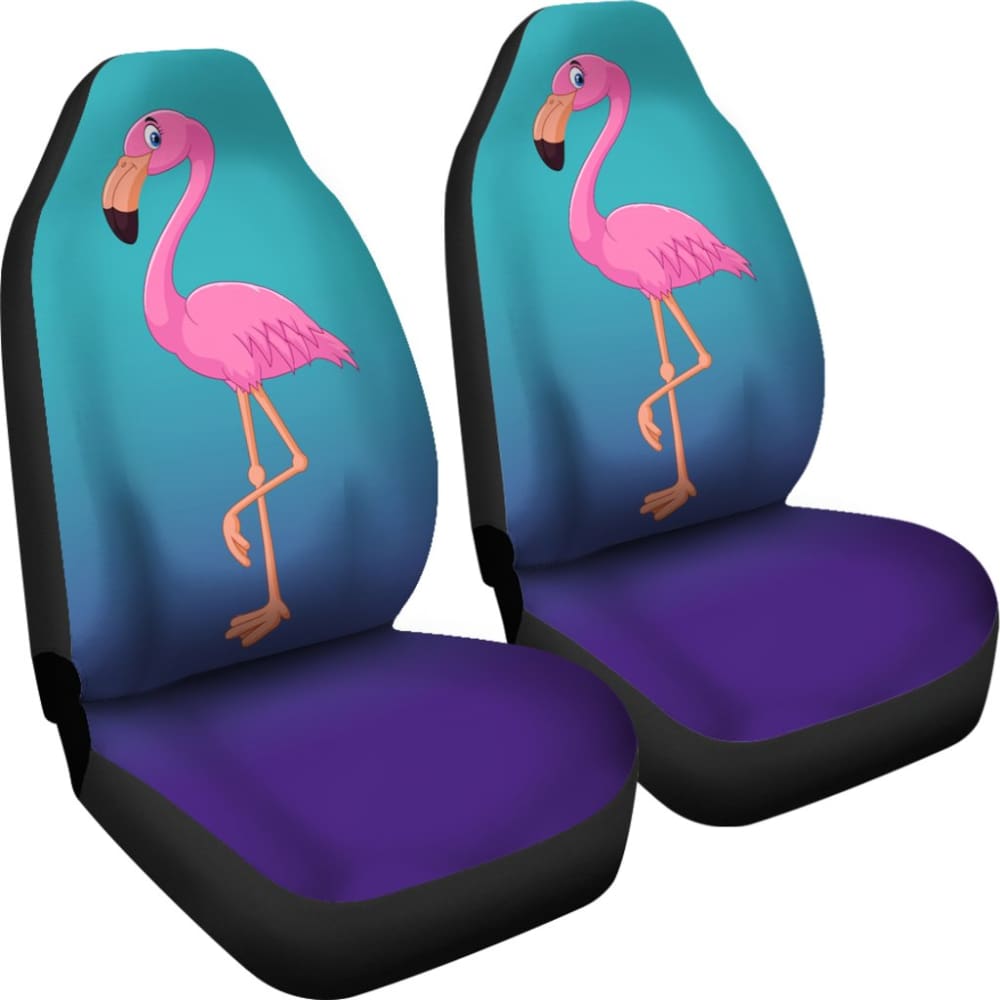 Pink Flamingo Blue Background Car Seat Covers