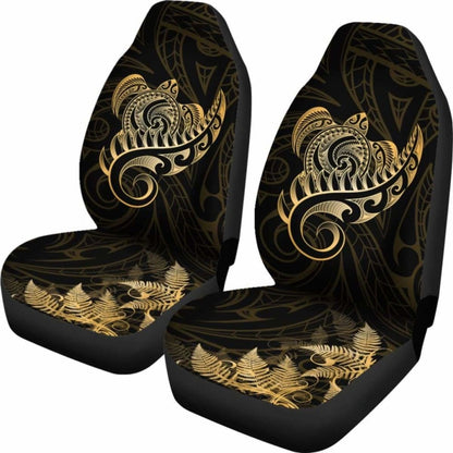 New Zealand Car Seat Covers - Aotearoa Maori Turtle Silver Fern Gold Awesome