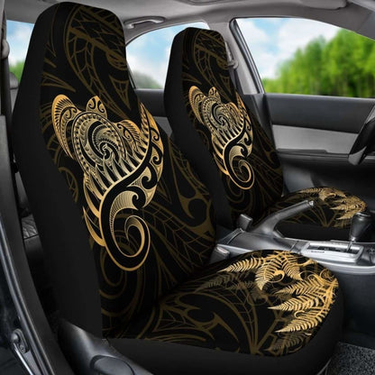 New Zealand Car Seat Covers - Aotearoa Maori Turtle Silver Fern Gold Awesome
