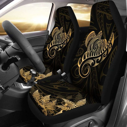 New Zealand Car Seat Covers - Aotearoa Maori Turtle Silver Fern Gold Awesome
