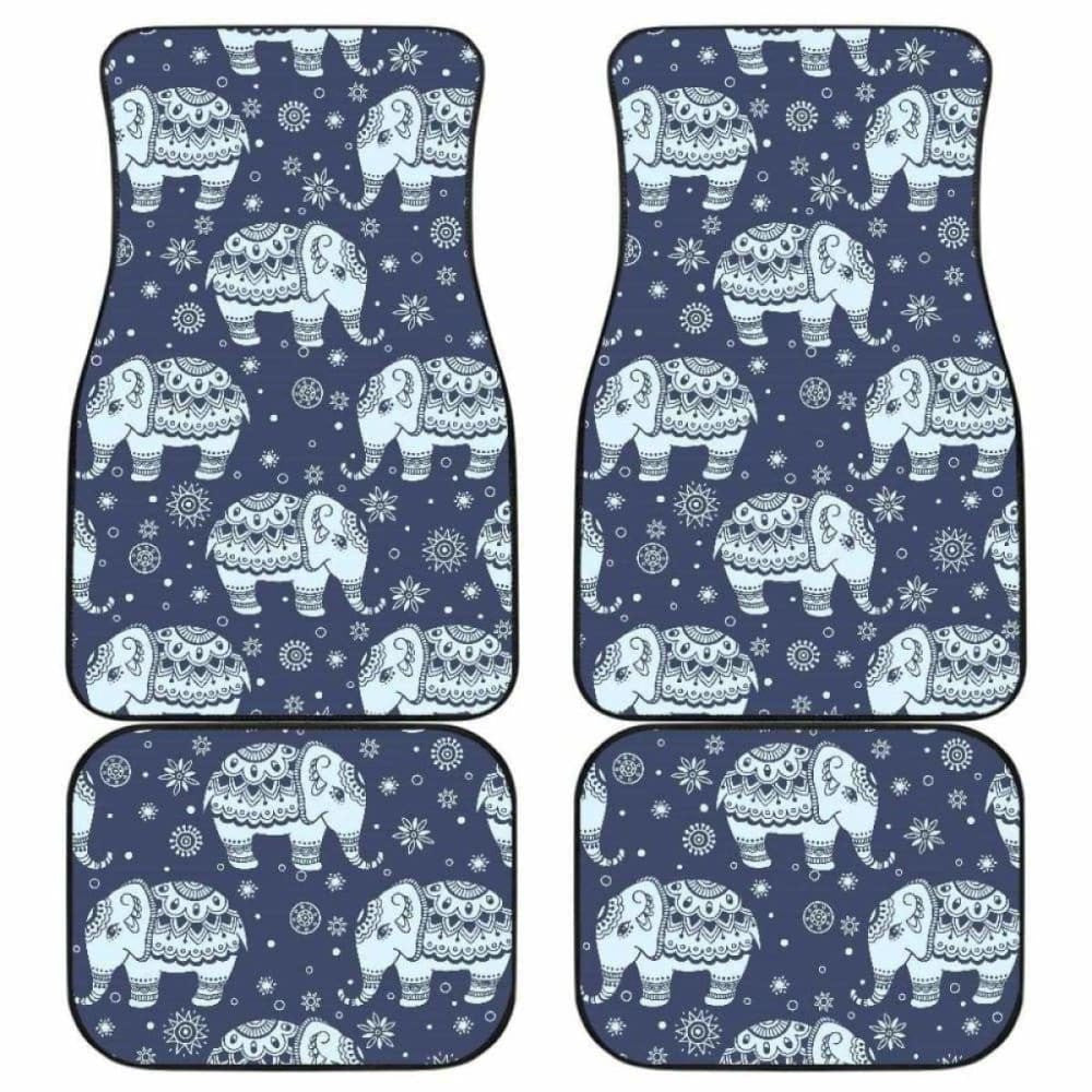 Elephant Tribal Design Pattern Front And Back Car Mats