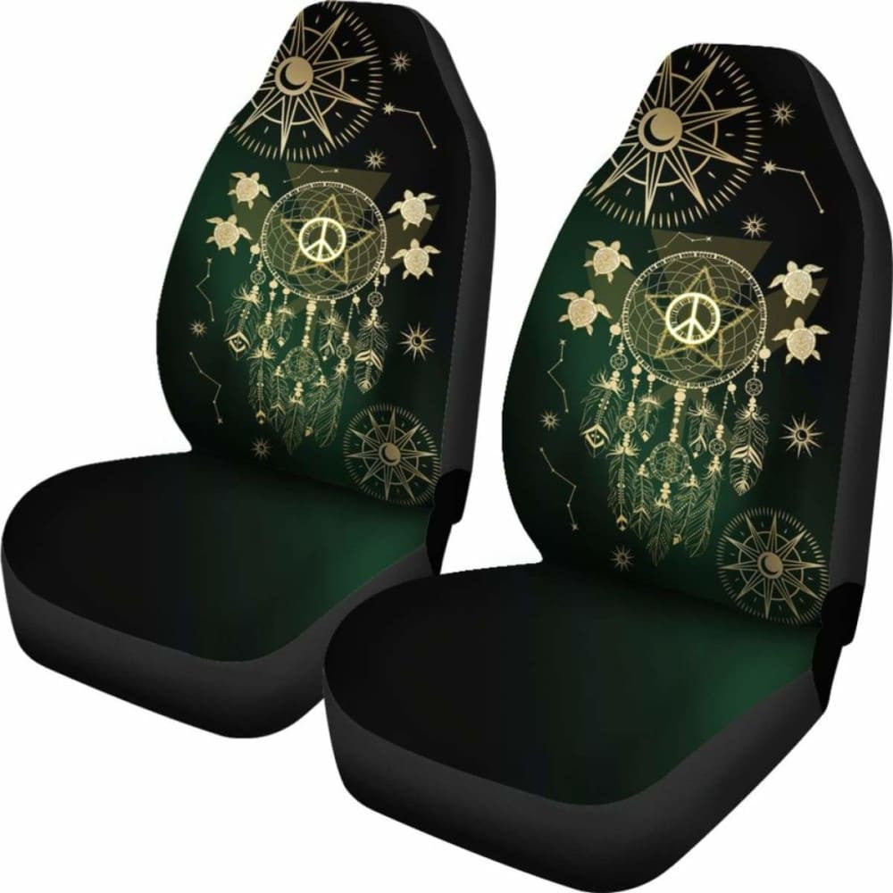 Hawaii Dream Catcher Hibiscus Plumeria Polynesian Turquoise - Car Seat Cover