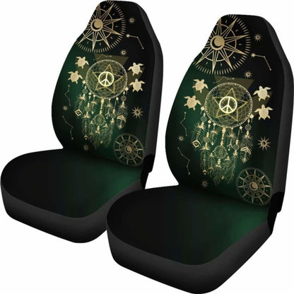 Hawaii Dream Catcher Hibiscus Plumeria Polynesian Turquoise - Car Seat Cover