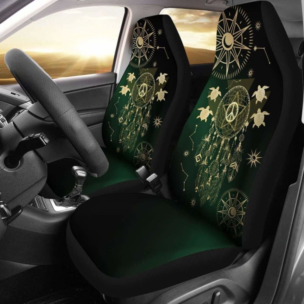 Hawaii Dream Catcher Hibiscus Plumeria Polynesian Turquoise - Car Seat Cover