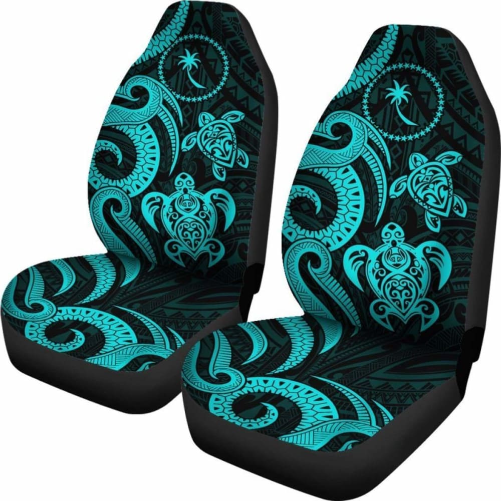 Chuuk Micronesian Car Seat Covers - Turquoise Tentacle Turtle -