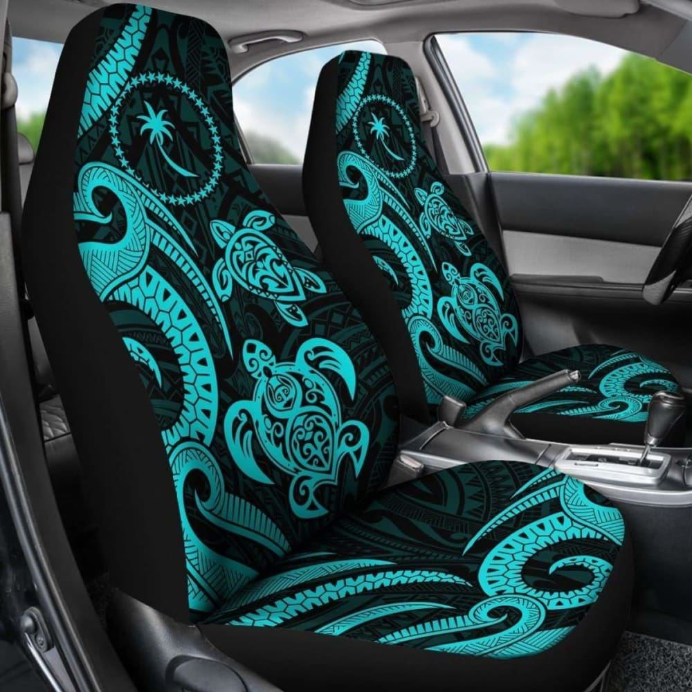 Chuuk Micronesian Car Seat Covers - Turquoise Tentacle Turtle -