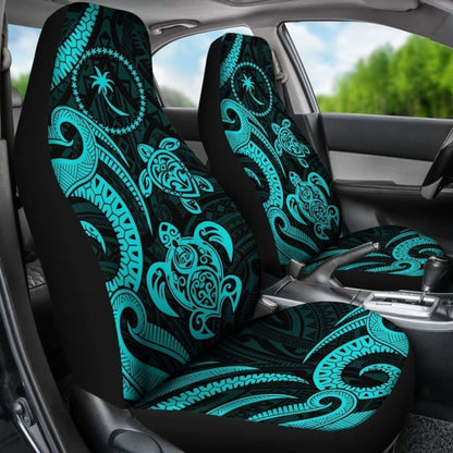 Chuuk Micronesian Car Seat Covers - Turquoise Tentacle Turtle -
