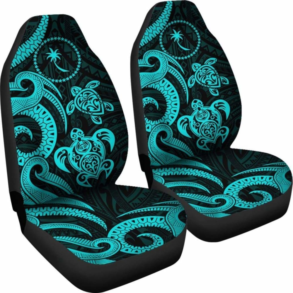 Chuuk Micronesian Car Seat Covers - Turquoise Tentacle Turtle -