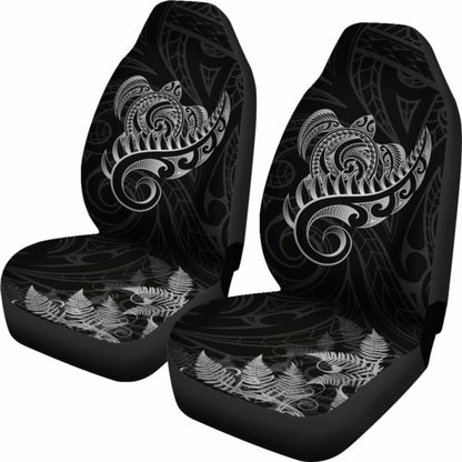 New Zealand Car Seat Covers - Aotearoa Maori Turtle Silver Fern Gray Awesome