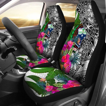 Samoa Car Seat Covers White - Turtle Plumeria Banana Leaf -