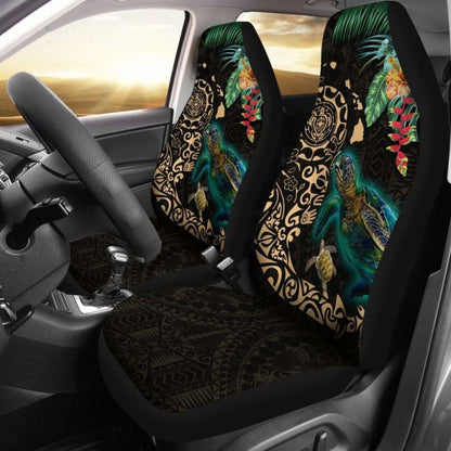 Hawaii Tiki Polynesian Car Seat Cover - Turtle Mix Hibiscus Gold Awesome