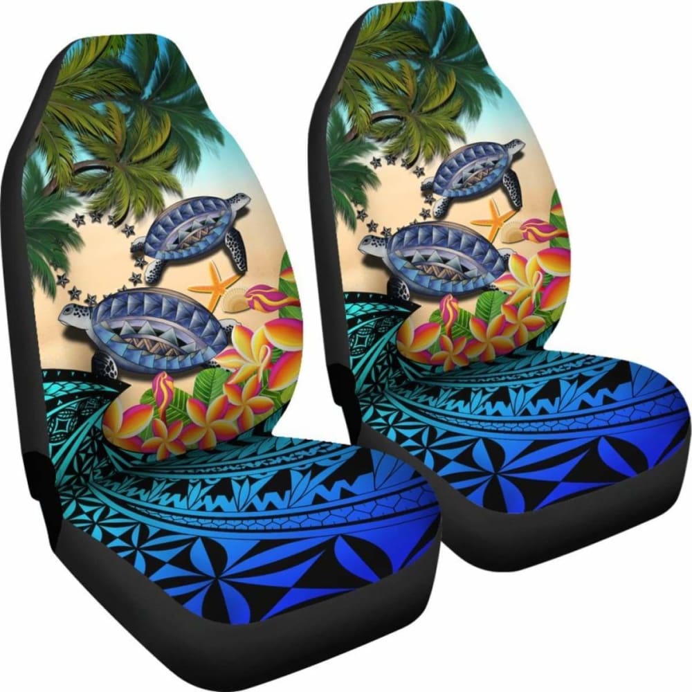 Cook Islands Car Seat Covers - Polynesian Turtle Coconut Tree And Plumeria Amazing