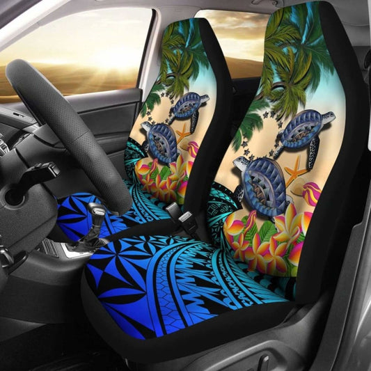 Cook Islands Car Seat Covers - Polynesian Turtle Coconut Tree And Plumeria Amazing