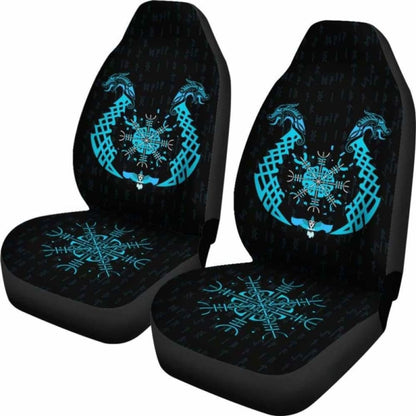 Viking Dragon Helm Of Awe Aegishjalmur Car Seat Covers