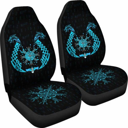 Viking Dragon Helm Of Awe Aegishjalmur Car Seat Covers