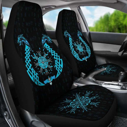 Viking Dragon Helm Of Awe Aegishjalmur Car Seat Covers