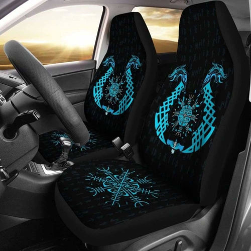 Viking Dragon Helm Of Awe Aegishjalmur Car Seat Covers