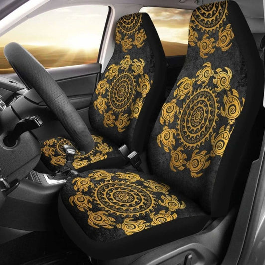 Golden Mandala Turtle Car Seat Covers