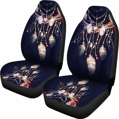 Native American Car Seat Covers - Dreamcatcher Blue Color Style -