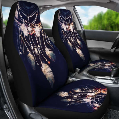 Native American Car Seat Covers - Dreamcatcher Blue Color Style -