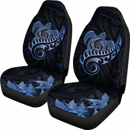 New Zealand Car Seat Covers - Aotearoa Maori Turtle Silver Fern Blue Awesome