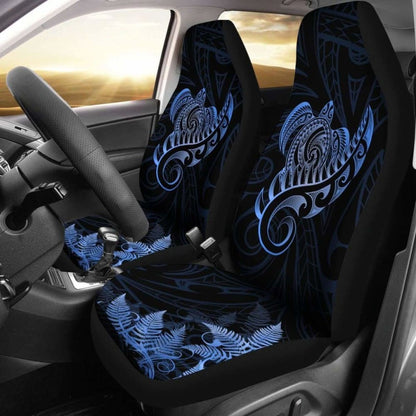 New Zealand Car Seat Covers - Aotearoa Maori Turtle Silver Fern Blue Awesome